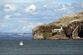 Bass rock sailboat, Scotland Royalty Free Stock Photo