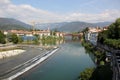 The old town of Bassano del Grappa and the Ponte deli-Alpini Bridge Italy. Royalty Free Stock Photo