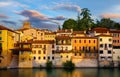 Bassano del Grappa, Veneto, Italy. Old town houses river Brenta Royalty Free Stock Photo