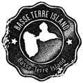 Basse-Terre Island map vintage stamp.