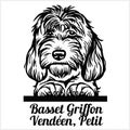 Basset Griffon Vendeen, Petit - Peeking Dogs - breed face head isolated on white