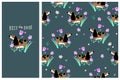 Basset hound background and card