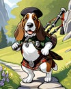 Basset hound bagpipes music Irishman Royalty Free Stock Photo