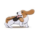 Basset Hound Chasing his Tail. Cartoon Dog Illustration