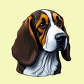 Basset Hound Dog. Cute vector illustration of a dogs head isolated on a plain background. Dog portrait