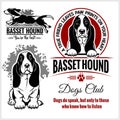 Basset Hound - vector set for t-shirt, logo and template badges