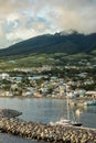 Basseterre, St Kitts with Mt Liamuiga volcano in the background Royalty Free Stock Photo