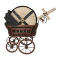 Bassinet with Shield and Sword