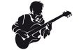 Bassist, silhouette Royalty Free Stock Photo