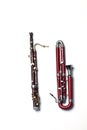 Bassoon and contra-bassoon isolated on white background Royalty Free Stock Photo