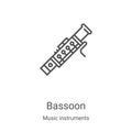 bassoon icon vector from music instruments collection. Thin line bassoon outline icon vector illustration. Linear symbol for use