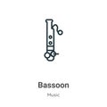 Bassoon outline vector icon. Thin line black bassoon icon, flat vector simple element illustration from editable music concept Royalty Free Stock Photo