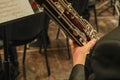 The bassoon is a woodwind instrument with a double reed. Royalty Free Stock Photo