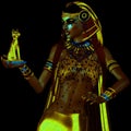 Bast depiction in Egyptian fantasy digital art style. Royalty Free Stock Photo