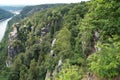 Mountains and river Elba Bastei Natural Park Royalty Free Stock Photo