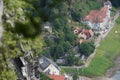 View from Mount Bastai to the village on the banks of the Elbe River. Royalty Free Stock Photo