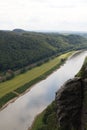 Beautiful view of the river from the observation deck of Bastei. Royalty Free Stock Photo