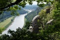 Scenic view of the Elbe River from Mount Bastei, this place is located in Germany. Royalty Free Stock Photo