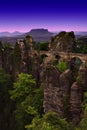 Bastei, Bastei Bridge, Mesa Lilienstein, Saxony, Germany. Mesa Lilienstein in the