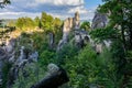 Bastei Bridge in the rocks of the National Park Saxon Switzerland. Germany, Saxony Royalty Free Stock Photo