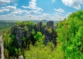 Bastei bridge between rocks near Rathen. Saxon Switzerland, Germany. Royalty Free Stock Photo