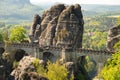 Bastei bridge between rocks near Rathen. Saxon Switzerland, Germany. Royalty Free Stock Photo