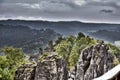 Bastei rocks in Saxon Switzerland, Germany, hdr effect Royalty Free Stock Photo