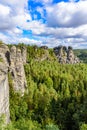 Bastei - View of beautiful rock formation in Saxon Switzerland National Park from the Bastei bridge - Elbe Sandstone Mountains