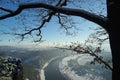 Bastei view on river Elbe upriver Royalty Free Stock Photo
