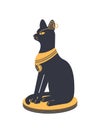 Bastet or Bast - goddess, deity or mythological creature with cat or lioness head holding ankh symbol. Legendary