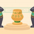bastet statues and jar