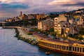 Bastia old city center, lighthouse and harbour. Royalty Free Stock Photo