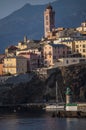 Bastia, sailboat, Mediterranean Sea, dawn, skyline, lighthouse, Corsica, Cap Corse, Haute Corse, France, Europe, island, summer Royalty Free Stock Photo