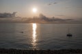 Bastia, sailboat, Mediterranean Sea, dawn, skyline, lighthouse, Corsica, Cap Corse, Haute Corse, France, Europe, island, summer