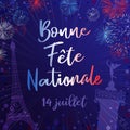Bastille day lettering blue french language Royalty Free Stock Photo