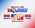 Bastille day, National holiday of France, sales Royalty Free Stock Photo