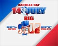 Bastille day, National holiday of France, sales Royalty Free Stock Photo