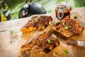 Basting and seasoning ribs for the BBQ Royalty Free Stock Photo