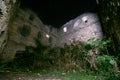 bastion defense tower from the inside Ruins of the old castle in the city of Sataniv. Remains of the fortress, autumn night. Stars Royalty Free Stock Photo