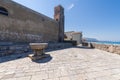 Bastione di Capo Marchiafava bastion lookout point in Cefalu empty on a sunny day in spring season, Sicily, Italy