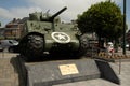 American M4 Sherman tank in memory of the Battle of the Bulge on McAuliffe square in Bastogne, Belgium Royalty Free Stock Photo