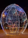 Christmas lights decorate a giant egg in Bastos/Brazil.