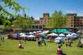 Bastyr University Herb and Food Fair vendor tents on campus lawn Royalty Free Stock Photo