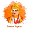 Basweshwar maharaj jayanti watercolor background orange