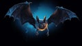 Bat animal in flight on a mystical blue night background Royalty Free Stock Photo