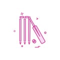 bat ball wicket cricket icon vector design