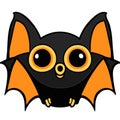 Bat with big eyes and orange wings illustration isolated on white background AI Generated