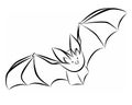 Bat black line. Flying bats. Cartoon bats. Line art Royalty Free Stock Photo