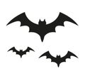 Bat black silhouette icon. Isolated on white background. Halloween concept. Scary flittermouse. Vector illustration. Royalty Free Stock Photo