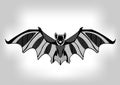 Bat, black and white stylized ornamental symmetric drawing